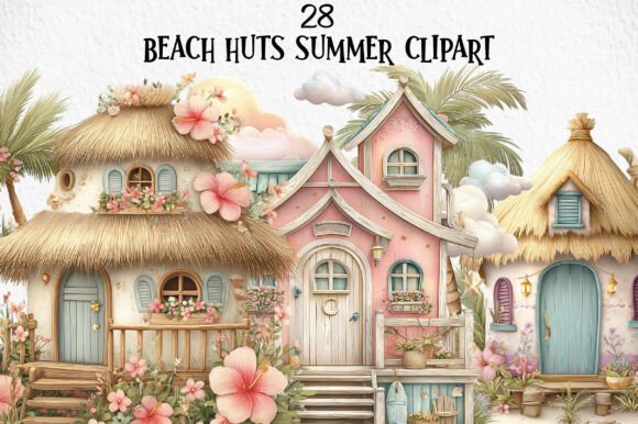Beach Huts Summer Clipart: A Whimsical Coastal Design Bundle