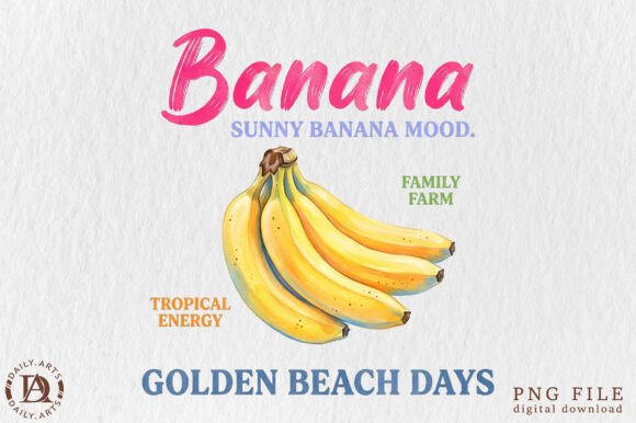 Brighten Your Projects with Retro Summer Banana Tropical Fruit PNG Elements