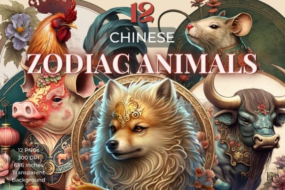 Chinese Zodiac Sign Bundle Clipart: A Fresh Take on Timeless Symbols
