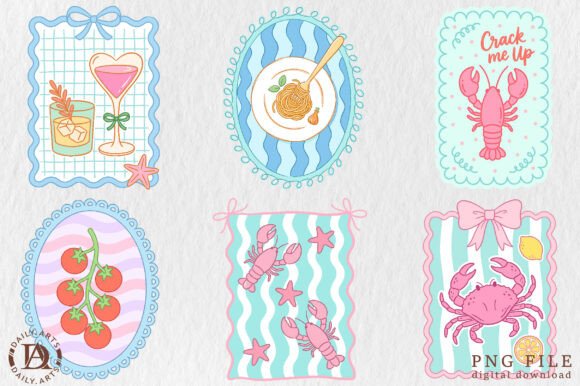 Coastal Mediterranean Poster PNG Bundle for Designers