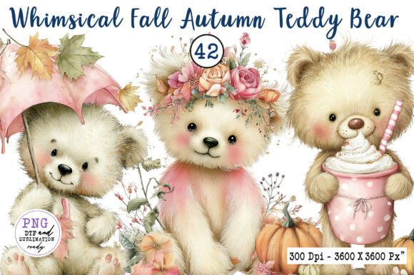 Cozy Autumn Design: Teddy Bear Clipart for Every Project