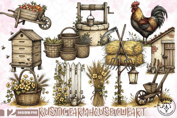 Embrace Farmhouse Charm with Watercolor PNG Art
