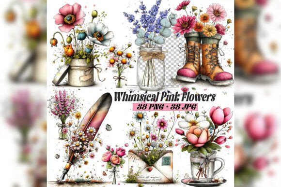 Embrace Soft Romance with a Whimsical Pink Spring Floral Set