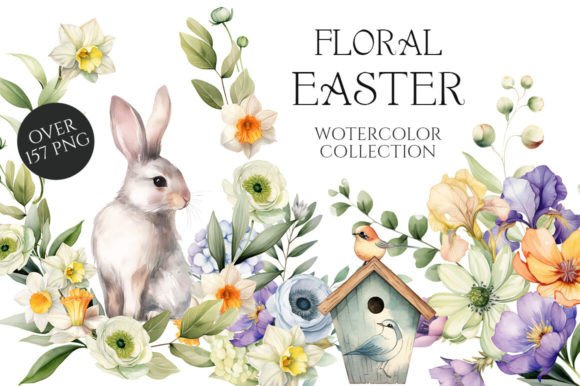 Floral Easter Watercolor Illustrations for Your Projects