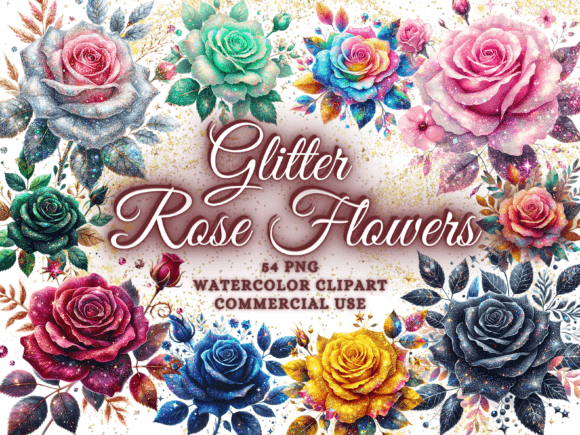 Glitter Roses Clipart: Add Glamorous Floral Accents to Any Project