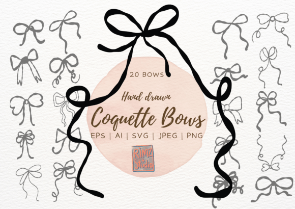 Hand Drawn COQUETTE Bows Clipart Bundle: Elevate Your Projects