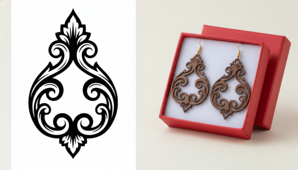Ornamental Teardrop Earring Laser Cut: Crafting Timeless Jewelry