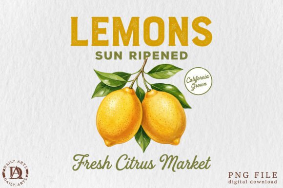 Retro Lemon Vintage Summer Fruit PNG: A Zesty Design Asset