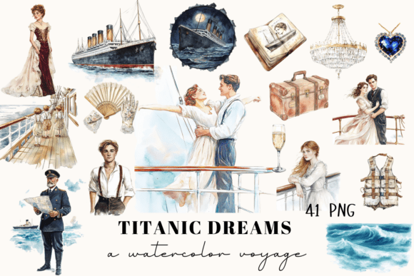 Set Sail with Vintage Charm: The Titanic Clipart Bundle