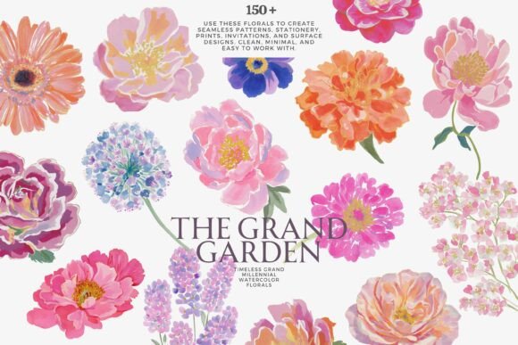Soft Pastel Garden Art for Modern Design Projects