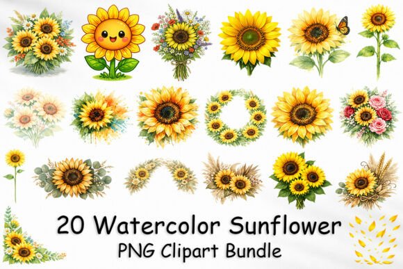 Watercolor Sunflower Clipart Bundle: A Fresh Take on Floral Design