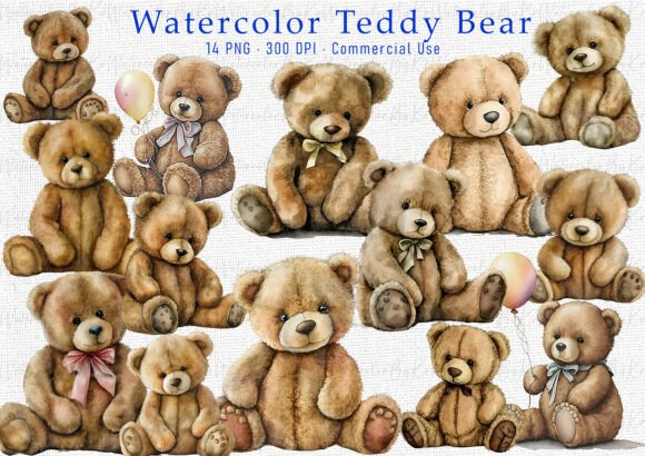 Watercolor Teddy Bear Clipart: A Designer's Dream Bundle